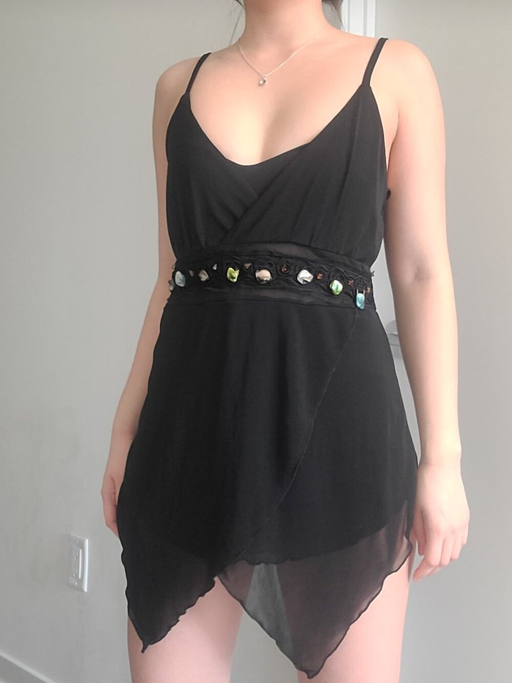 Whimsigoth Bead & Lace Trim Fairycore Tank Top Dress